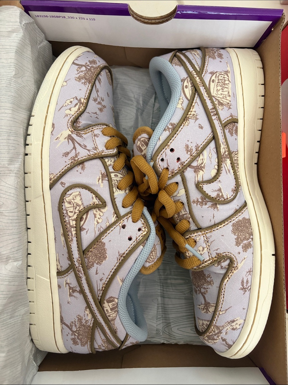Nike Dunk Low Lavender Toile with Gold Accents